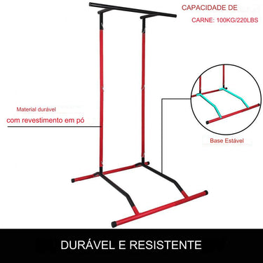 Estação de Treino com Suporte para Exercícios (Preto + Vermelho)