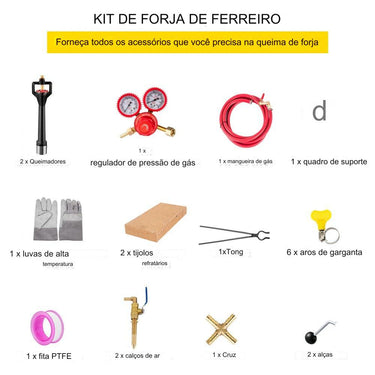 Forno de Forja a Gás  de 1350°C (Bico Duplo)