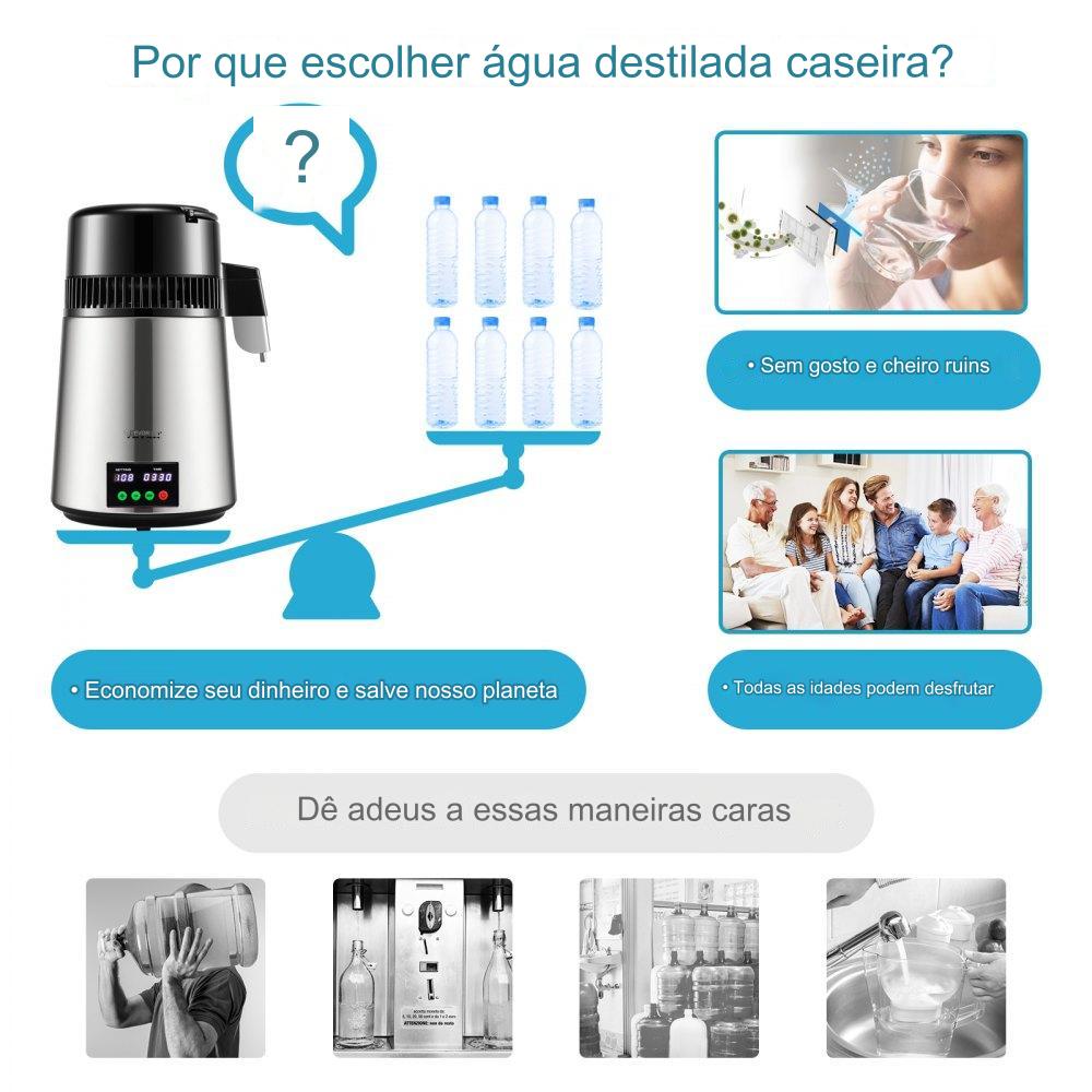 Destilador de Água 4L 750W com Filtro