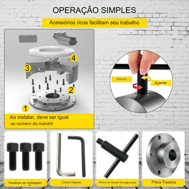 Mandril de Torno de 3 Blocos Autocentrante (160mm)