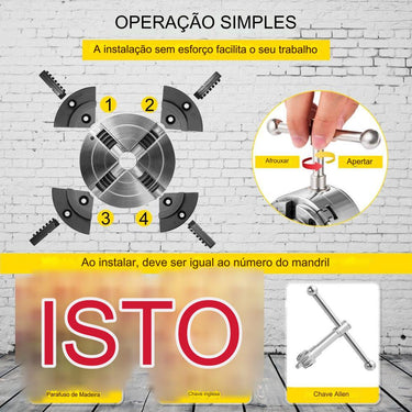 Mandril de Torno Autocentrante de 4 Blocos (100mm)