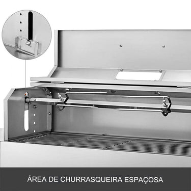 Churrasqueira a Carvão  com Espetos e Rodas