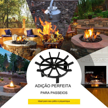 Grelha de Fogo Redonda em Ferro Fundido com Padrão Ondulado - 16 Polegadas