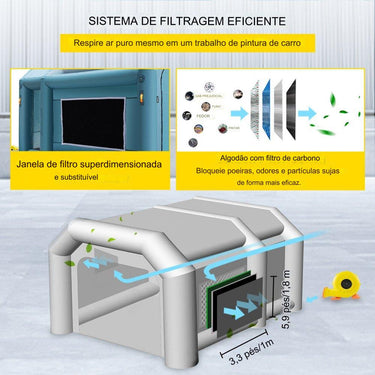 Cabine de Pintura Inflável 4x2.5x2.2m - Spray Booth