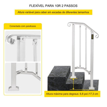 Corrimão de Ferro Forjado Branco com Revestimento em Pó