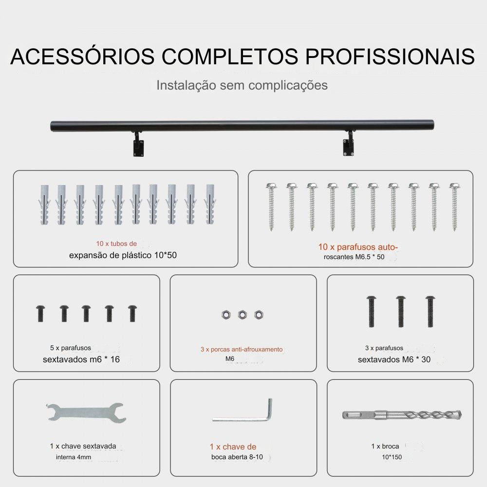 Corrimão de Alumínio de 1220mm com 900mm de Espaço entre as Colunas