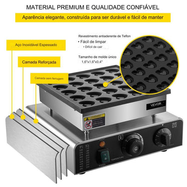 Máquina de Waffles em Forma de Coração