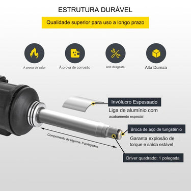 Chave de Impacto de Ar de 1" - 3800Nm para Veículos Grandes