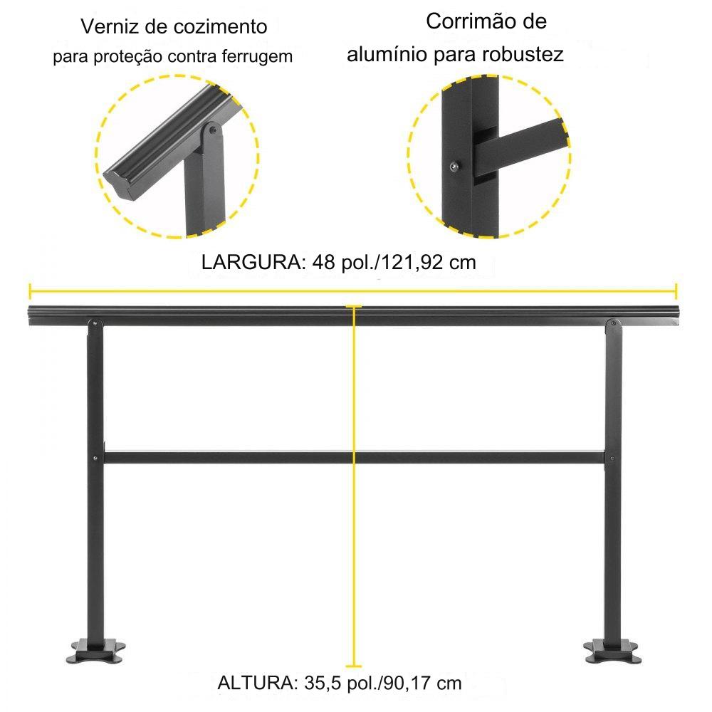 Corrimão exteior para escadas externas Preto