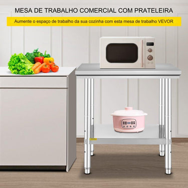 Mesa de Trabalho em Aço Inoxidável - 610x762mm