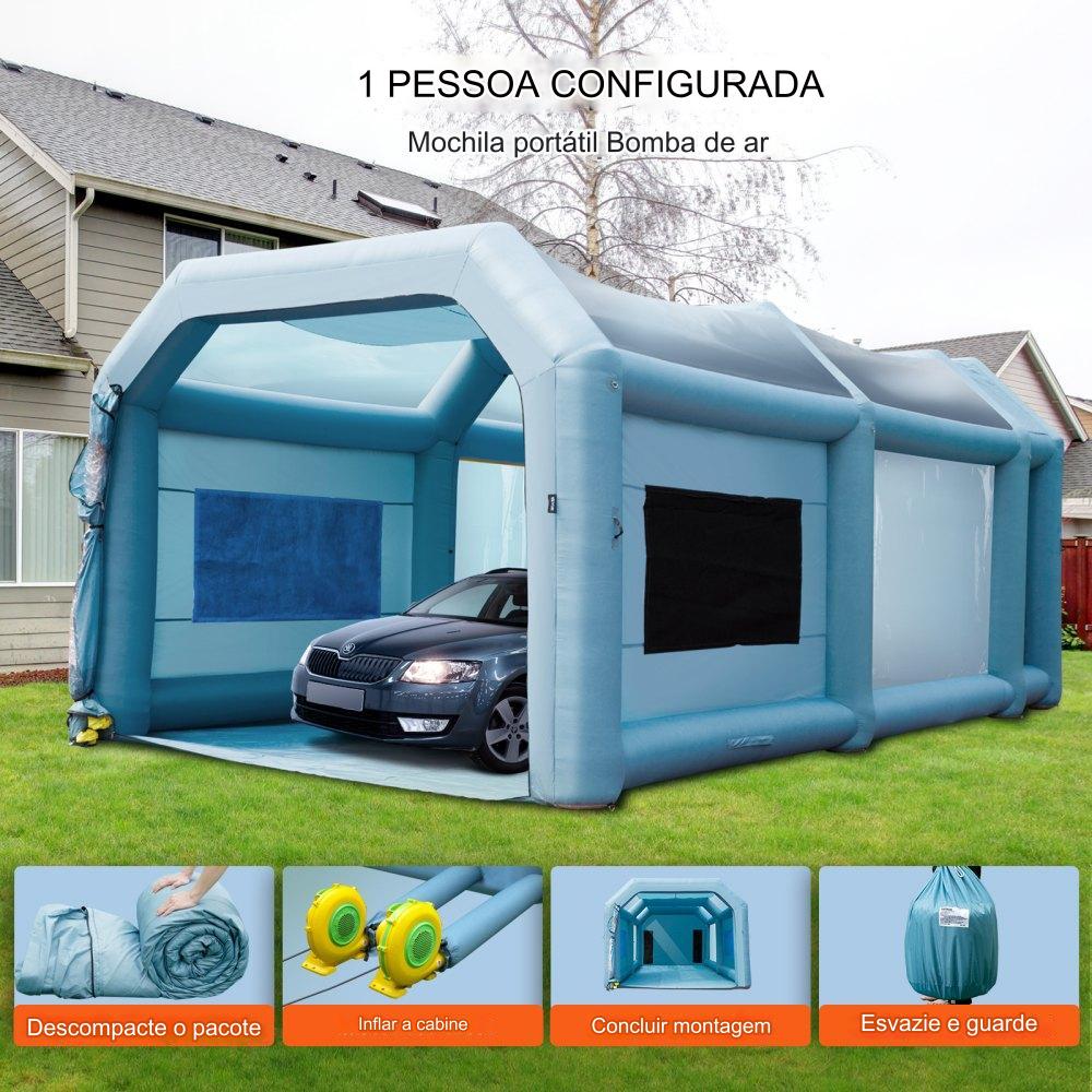 Cabine de Pintura Inflável Portátil 7.3x3.8x2.8m