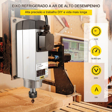 Motor de fuso CNC refrigerado a ar de 3 kW.