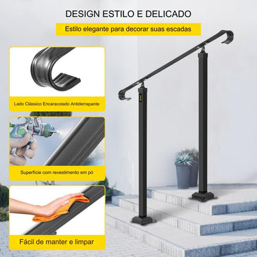 Corrimão de Escada Ajustável: Altura e Ângulo. Ideal para Escadas de 1