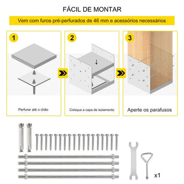Base para Poste Ajustável 8x8 (Inox)
