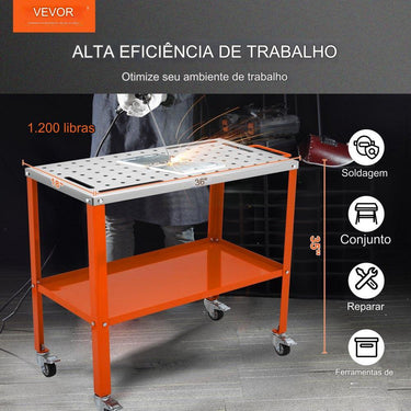 Mesa de Soldadura Móvel  91.4x45.7cm Capacidade de 544kg