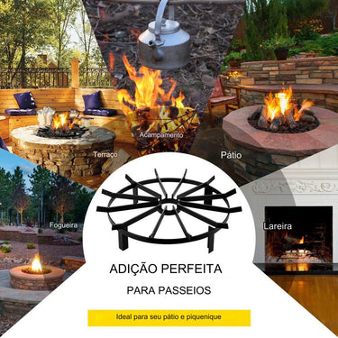 Grelha de Fogo Redonda em Ferro Fundido com Padrão Ondulado - 24 Polegadas