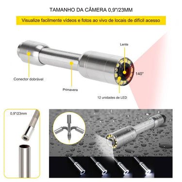 Câmara de Inspeção de Tubulações LCD 7-23mm 50m