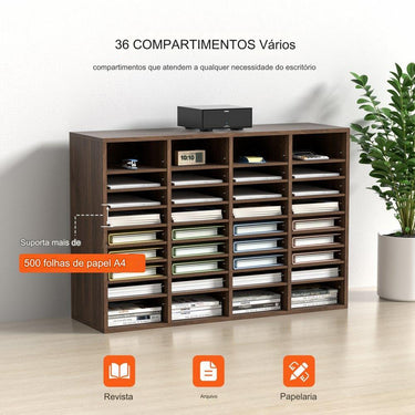 Organizador de documentos  - 36 compartimentos marrom