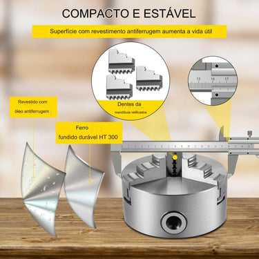 Mandril de Torno K11-160 - 160mm 3 Garras Design de Moagem