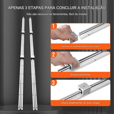 Guia Linear SBR20 - 2200mm / Aço Carbono - 2 peças com Bloco de Rolame