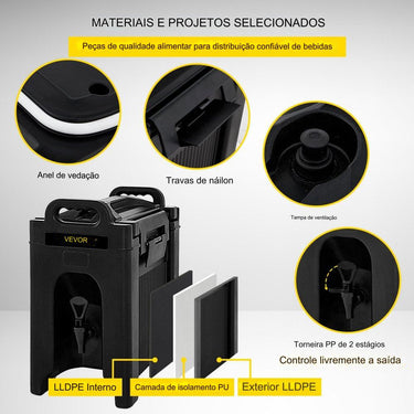Dispensador de Bebidas Quentes e Frias 38L
