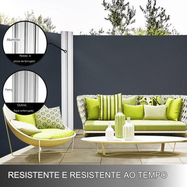 Toldo de Proteção para Terraço 180x600cm Preto