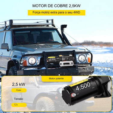 Guincho Elétrico 2041kg 12V DC Cabo Sintético