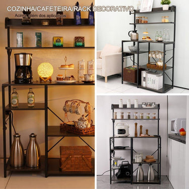 Prateleira de Cozinha - 7 Níveis Tomadas Embutidas