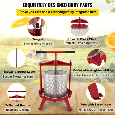Prensa Manual de Frutas (14L Aço Inoxidável)