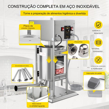 Máquina de Enchimento de Linguiça de 10 Litros  - Elétrica