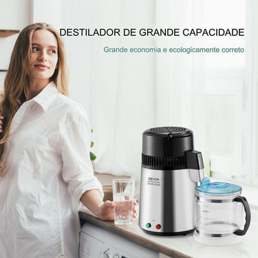 Destilador de Água em Aço Inoxidável (4L Prateado)