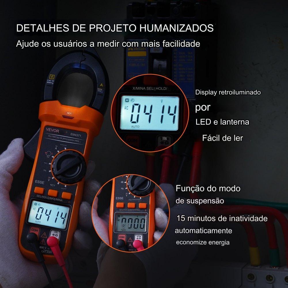 Amperímetro de Garra Multímetro de Garra 3999 Contagens