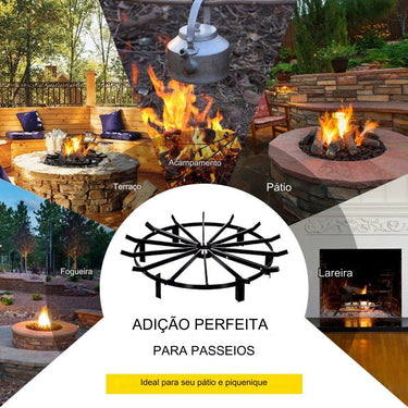 Grelha de Fogo Redonda em Ferro Fundido com Padrão Ondulado - 32 Polegadas