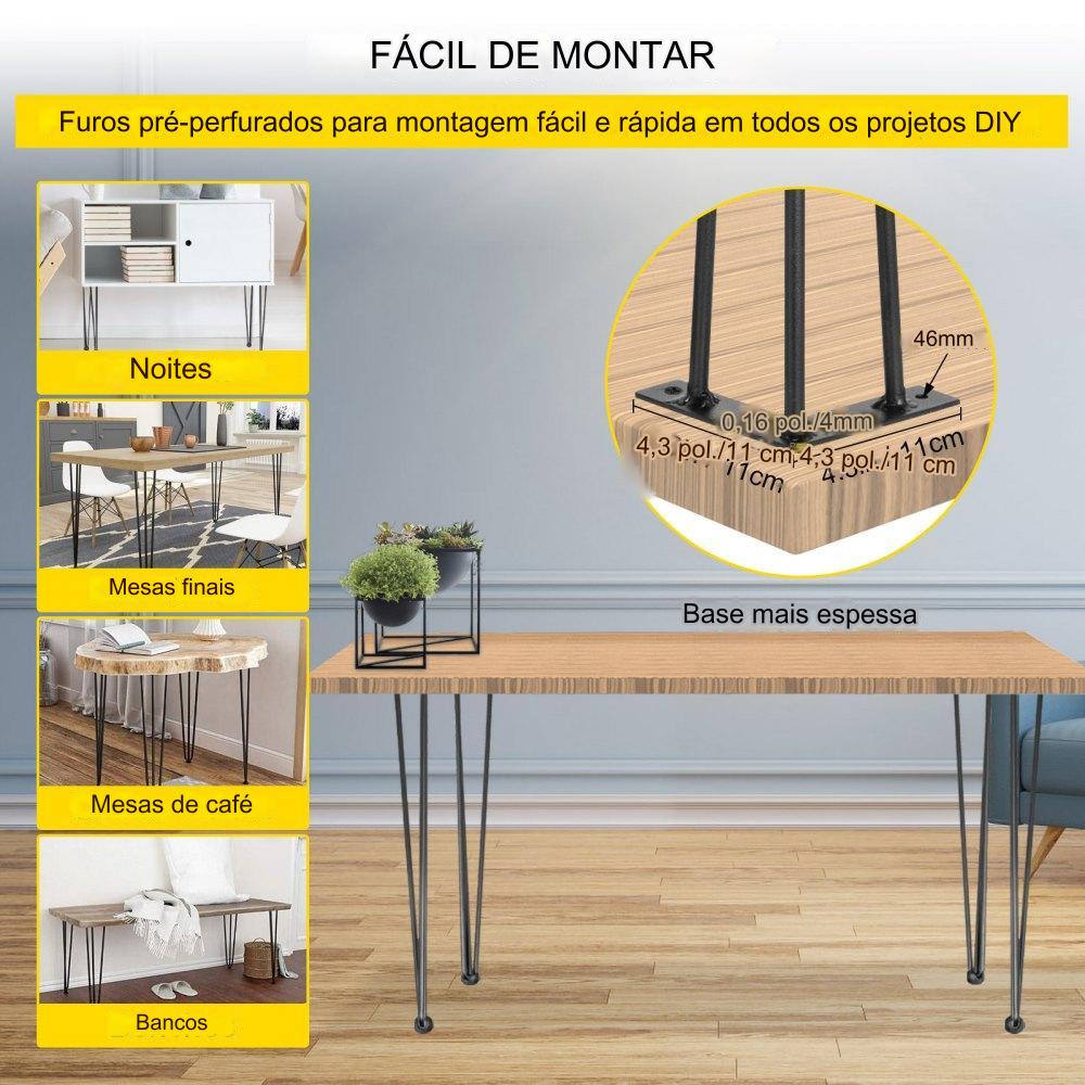 Conjunto de 4 Pernas de Mesa em Aço Carbono de 457cm