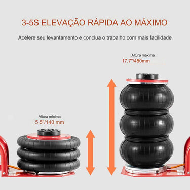 Macaco Pneumático  Triple Bag 6T - Vermelho