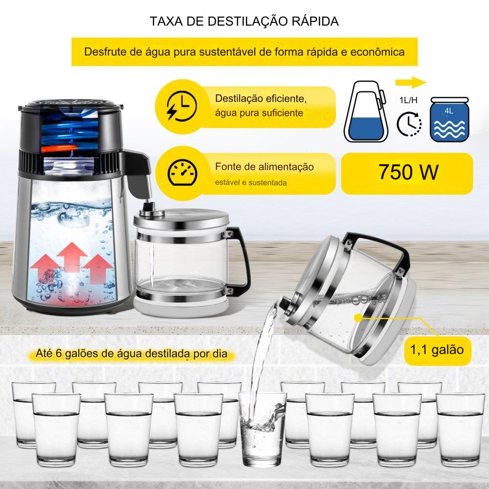 Máquina de Destilação de Água Profissional de 3-4L