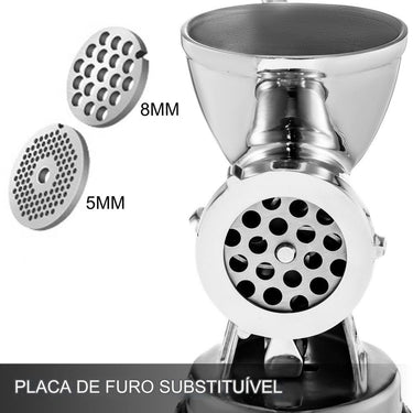 Moedor de Carne Manual em Aço Inoxidável