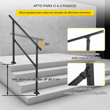 Corrimão de Ferro Forjado para Varanda - 1-3 Degraus