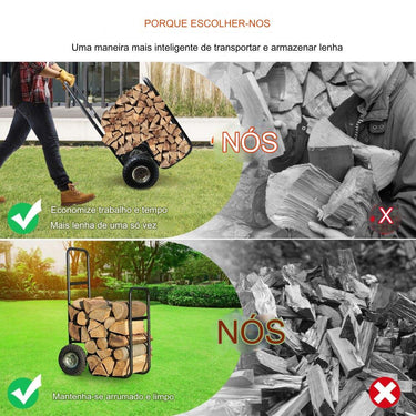 Carrinho de Lenha - 56.5x55.5x105cm