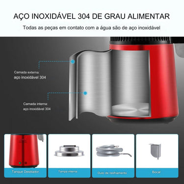 Destilador de Água (4L Vermelho)
