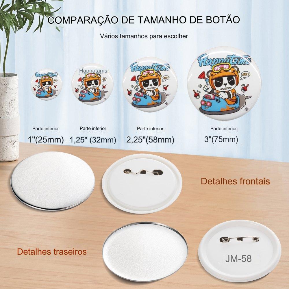 Máquina de Botões  - 58mm com 500 Botões em Branco