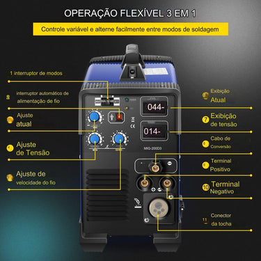 Máquina de Soldadura Inversora 3 em 1 (200A)