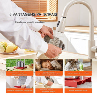 Prensa de Frutas Manual em Aço Inoxidável (3L T-Grip)