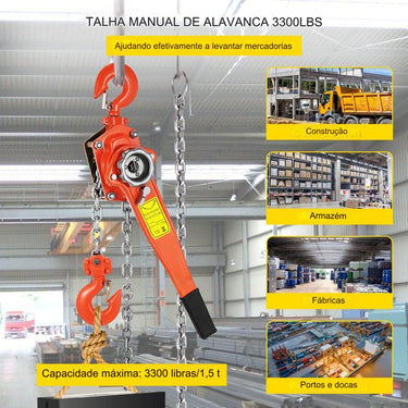 Guincho de Alavanca 1.5T com 6m de Altura de Elevação