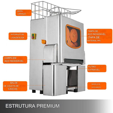 Espremedor de Citrinos e Frutas em Aço Inoxidável