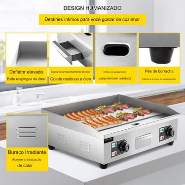 Placa de Grelhar Elétrica Profissional  - 4400W