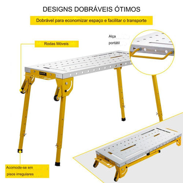Mesa de Soldadura Ajustável (Altura: 63.5-81.3cm)