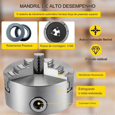 Mandril de Torno K11-125 - 125mm 3 Garras Semi-ferro Fundido