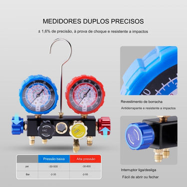 Medidor de Pressão de Refrigerante de 4 Vias