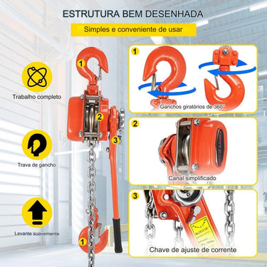 Guincho de Alavanca 1.5T com 6m de Altura de Elevação